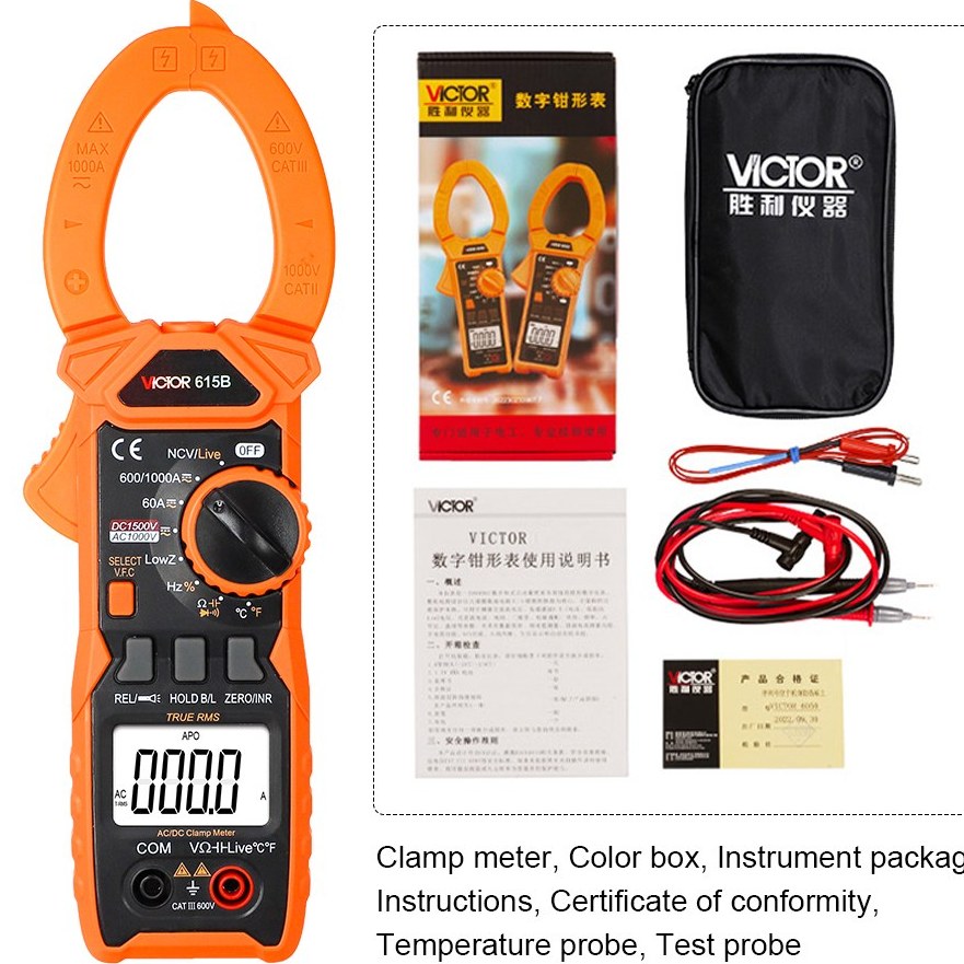 کلمپ آمپرمتر ویکتور 1000A AC-DC (2000V) 615B acsessories